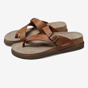 Mephisto Helen leather toe loop sandals in camel EU 37 (6.5-7) never worn